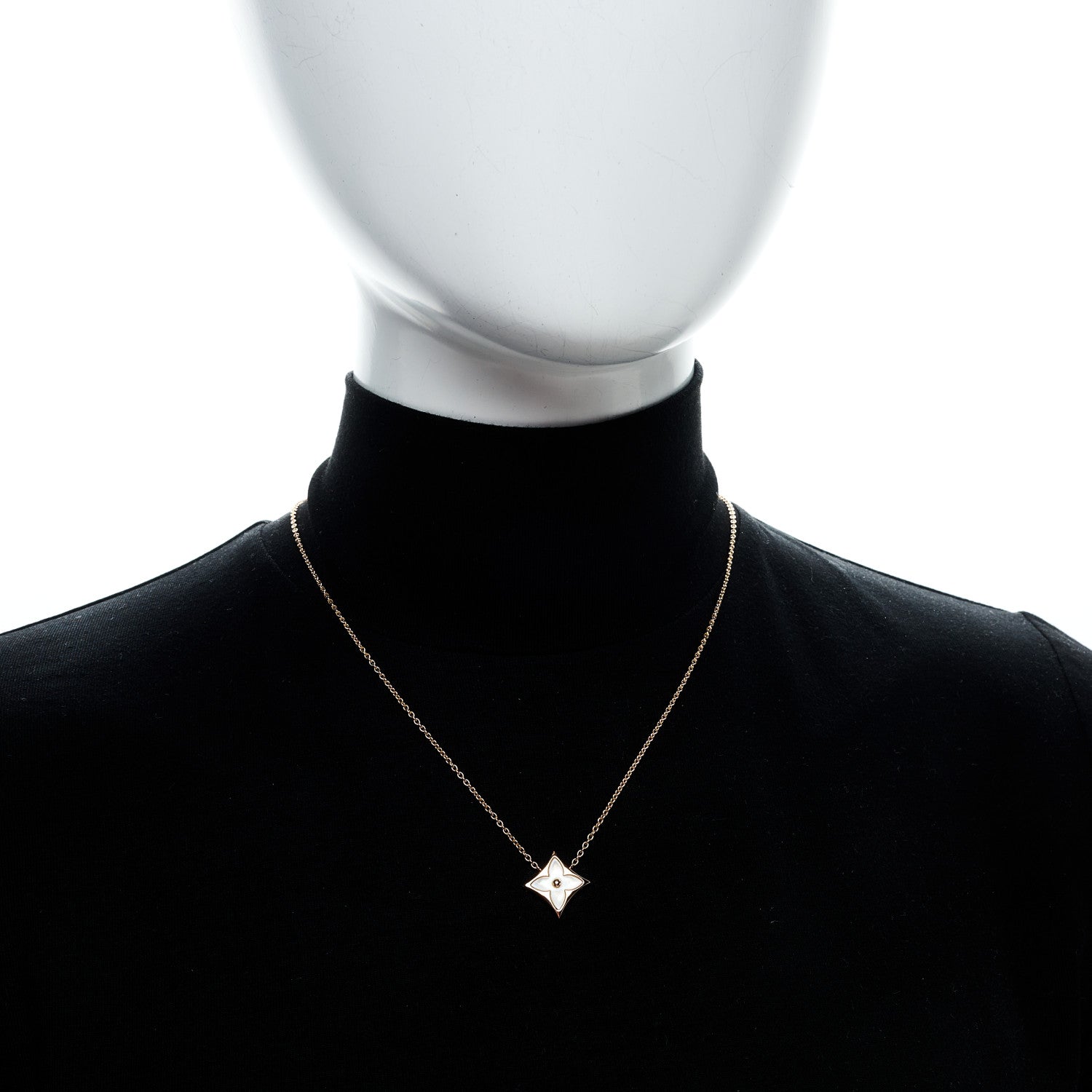 Louis Vuitton 18K Pink Gold Mother of Pearl Color Blossom Star Pendant Necklace 2 of 6