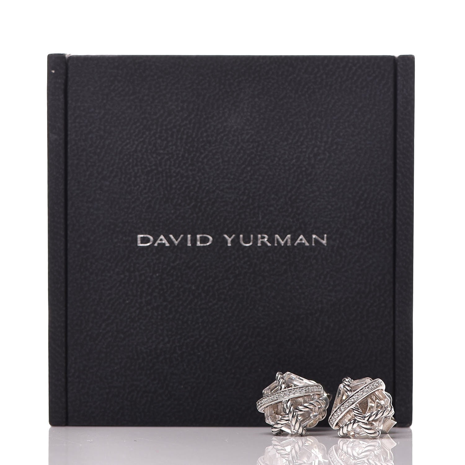 David Yurman Sterling Silver Diamond Crystal 10mm Cable Wrap Earrings 6 of 6