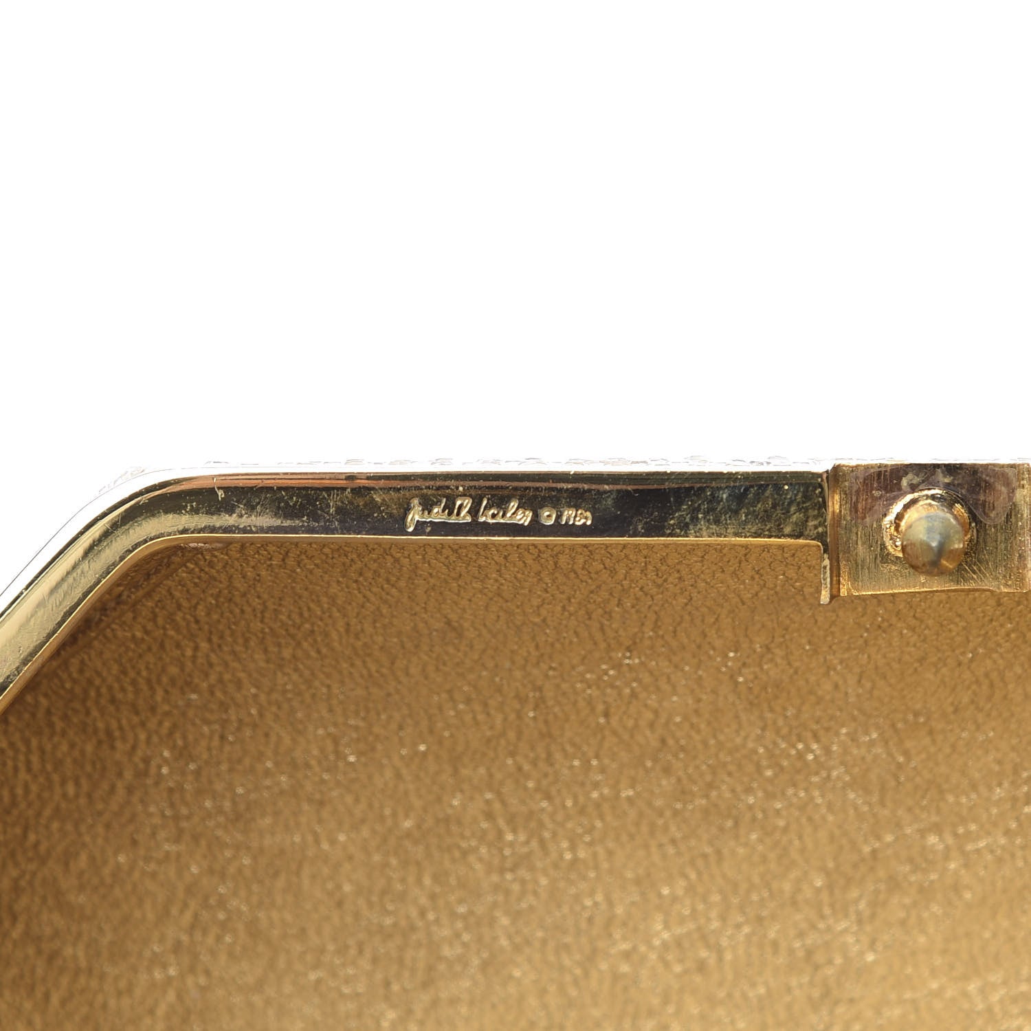 Judith Leiber Swarovski Crystal Minaudiere Clutch Gold Silver 8 of 19