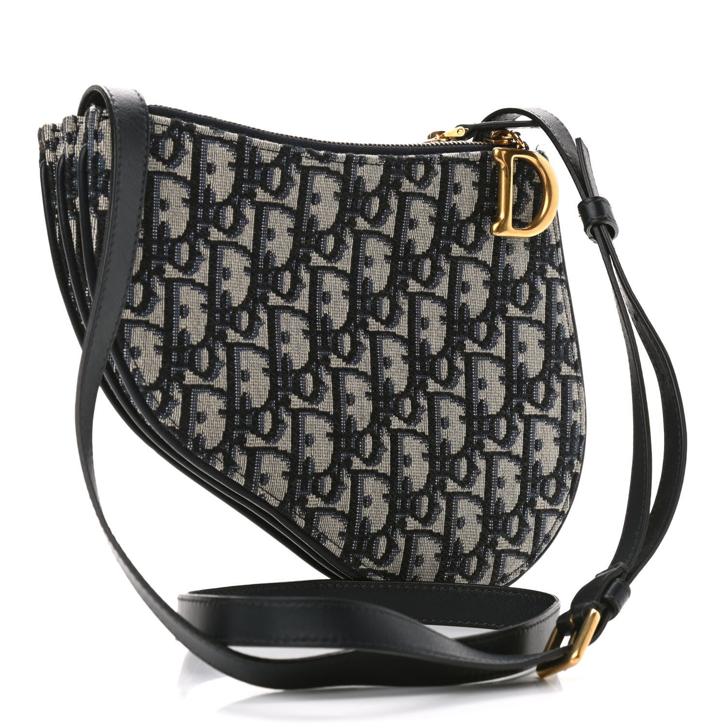 Christian Dior Oblique Saddle Pouch With Strap Navy Blue 3 of 8