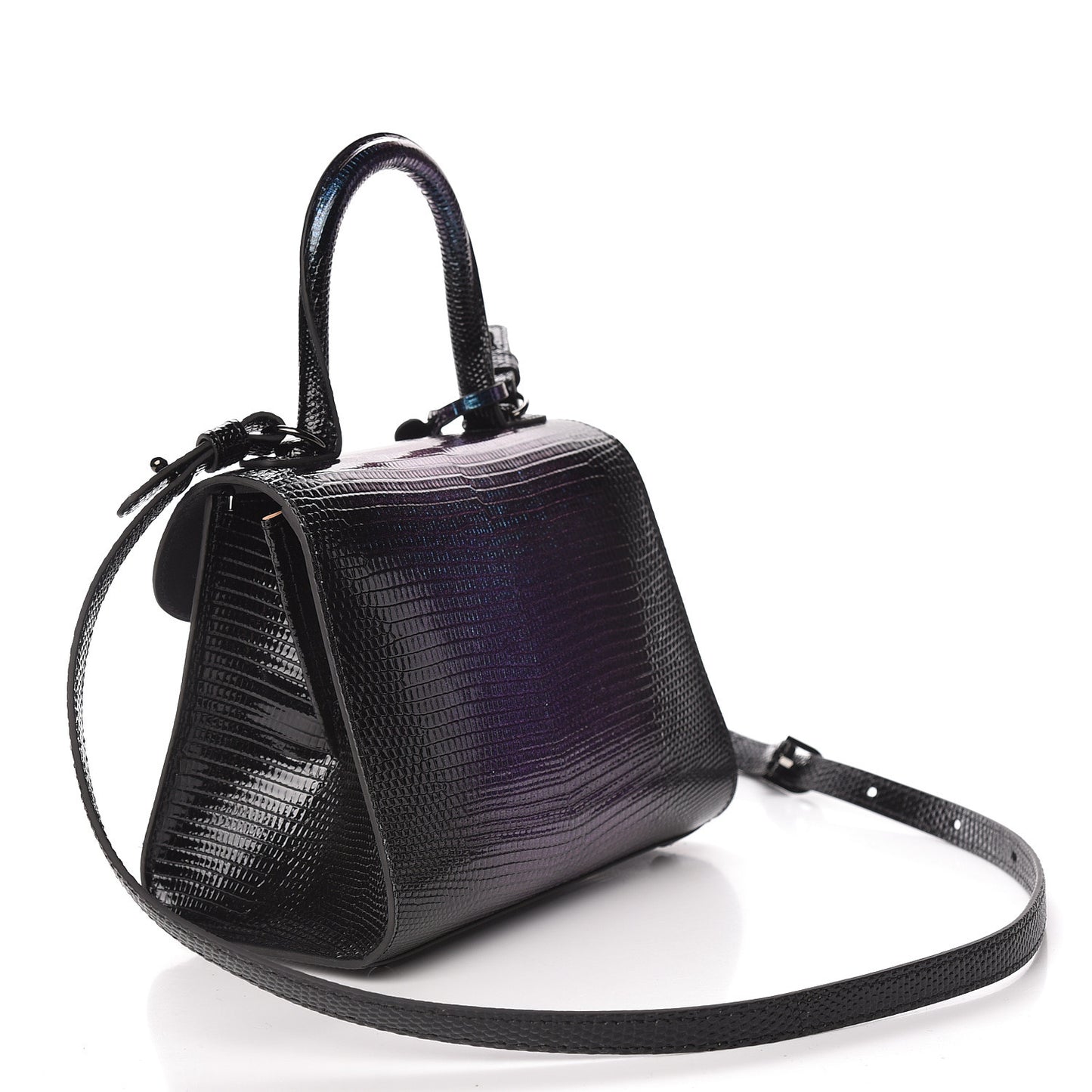 Iridescent Lizard Mini Brillant Satchel Black