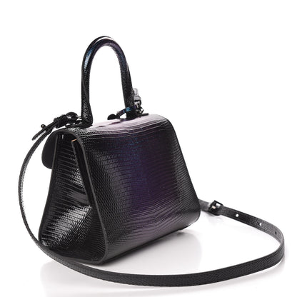 Delvaux Iridescent Lizard Mini Brillant Satchel Black 5 of 11