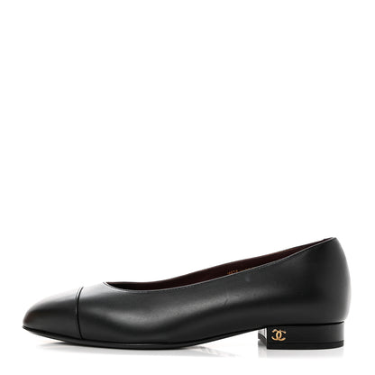Chanel Lambskin Cap Toe Ballerina Flats 36.5 Black 1 of 9