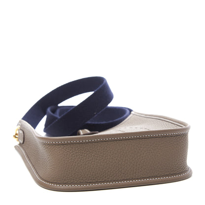 Hermes Taurillon Clemence Amazone Evelyne TPM Etoupe Bleu Indigo 3 of 10