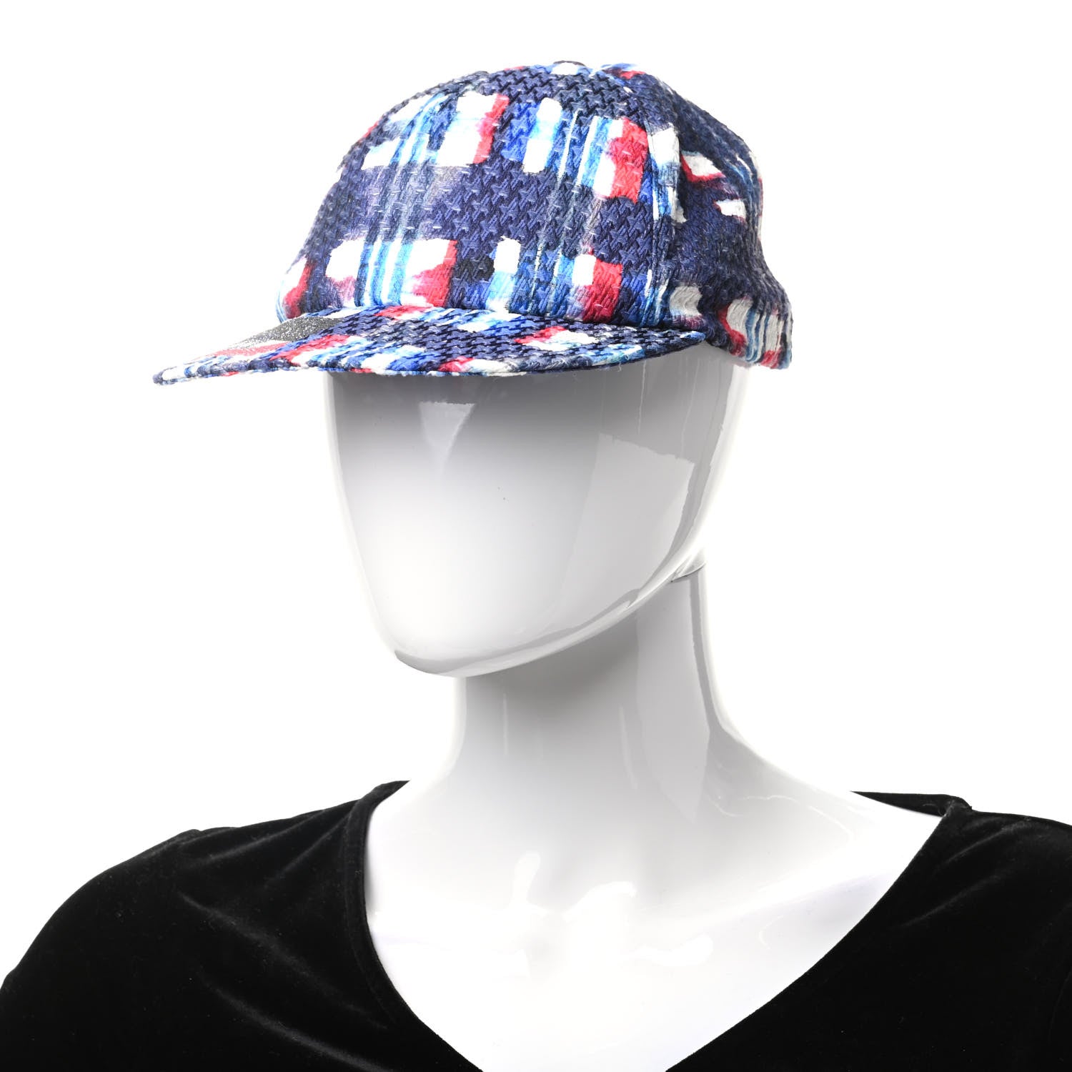 Chanel Tweed Printed Airline CC Cap Hat Red White Blue 2 of 7