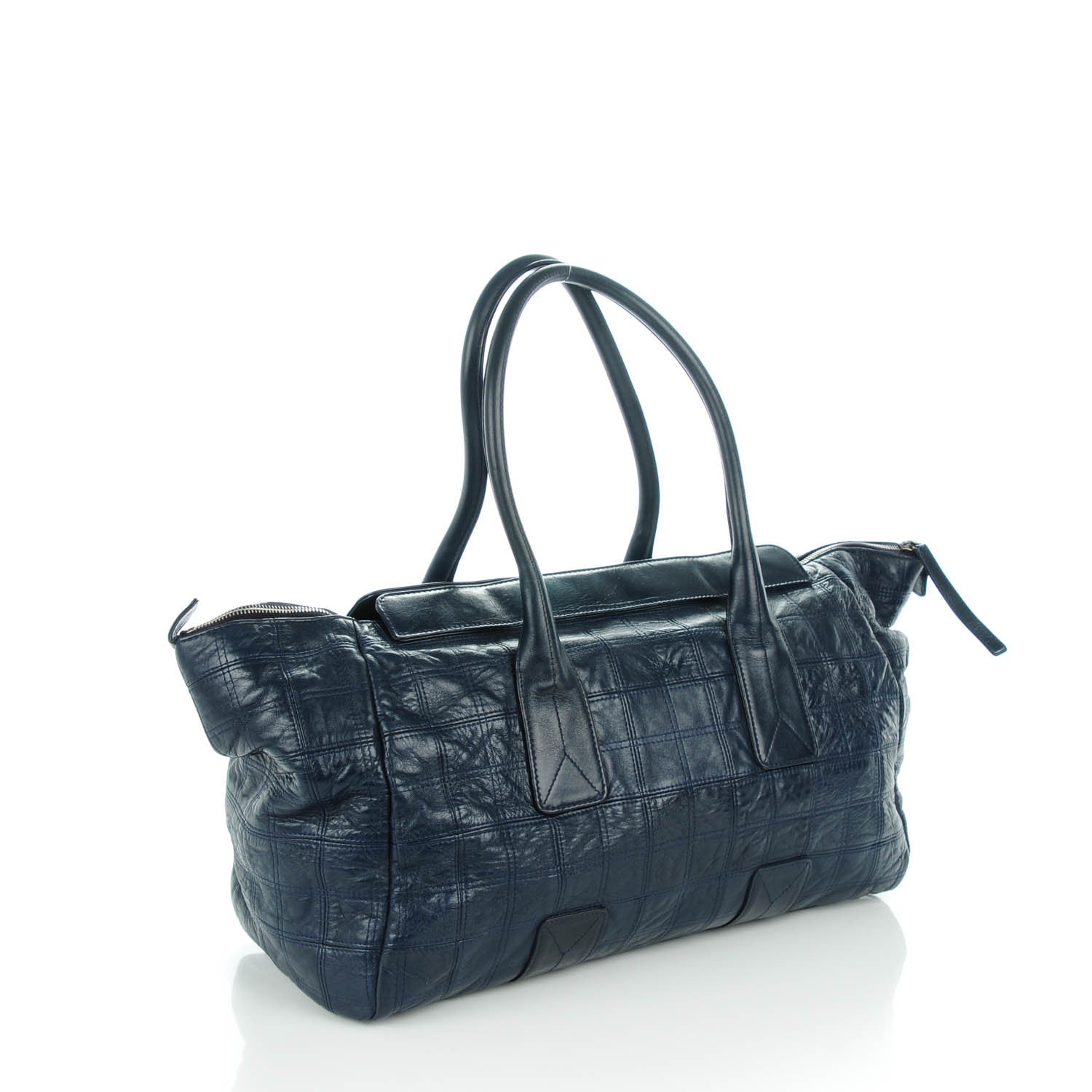 Chanel Lambskin Square Stitched Lax Large Tote Navy Blue 3 of 7