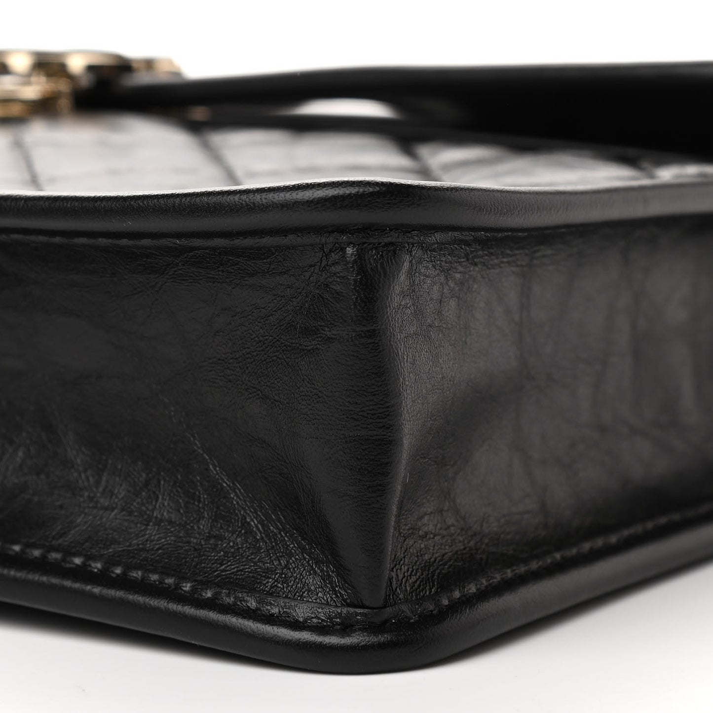 Aged Calfskin Charms Flap Bag Black