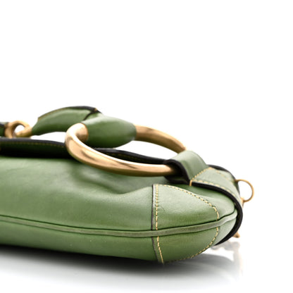 Gucci Calfskin Horsebit Chain Clutch Green 9 of 11