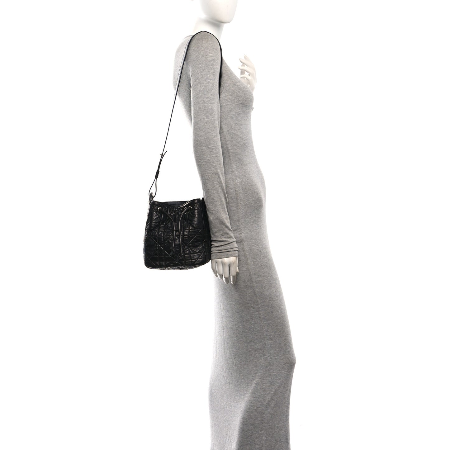 Crinkled Calfskin Macrocannage Small D-Motion Bag Black