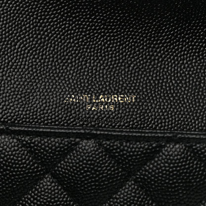 Saint Laurent Grain De Poudre Textured Mixed Matelasse Triquilt Monogram Clutch Black 5 of 7