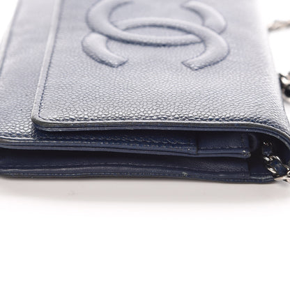 Chanel Caviar Timeless CC Wallet On Chain WOC Dark Blue 14 of 17