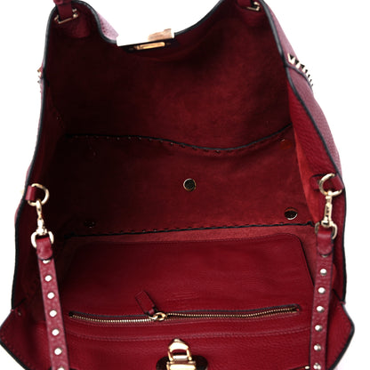 Valentino Garavani Pebbled Calfskin Medium Rockstud Tote Camelia 5 of 9