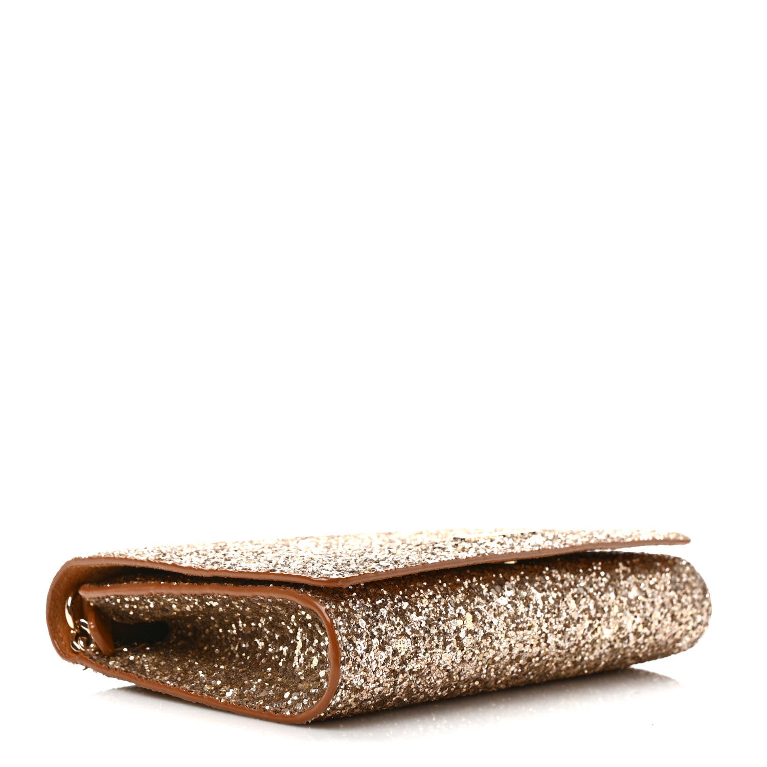 Jimmy Choo Glitter Palace Wallet On Chain Gold 4 of 9