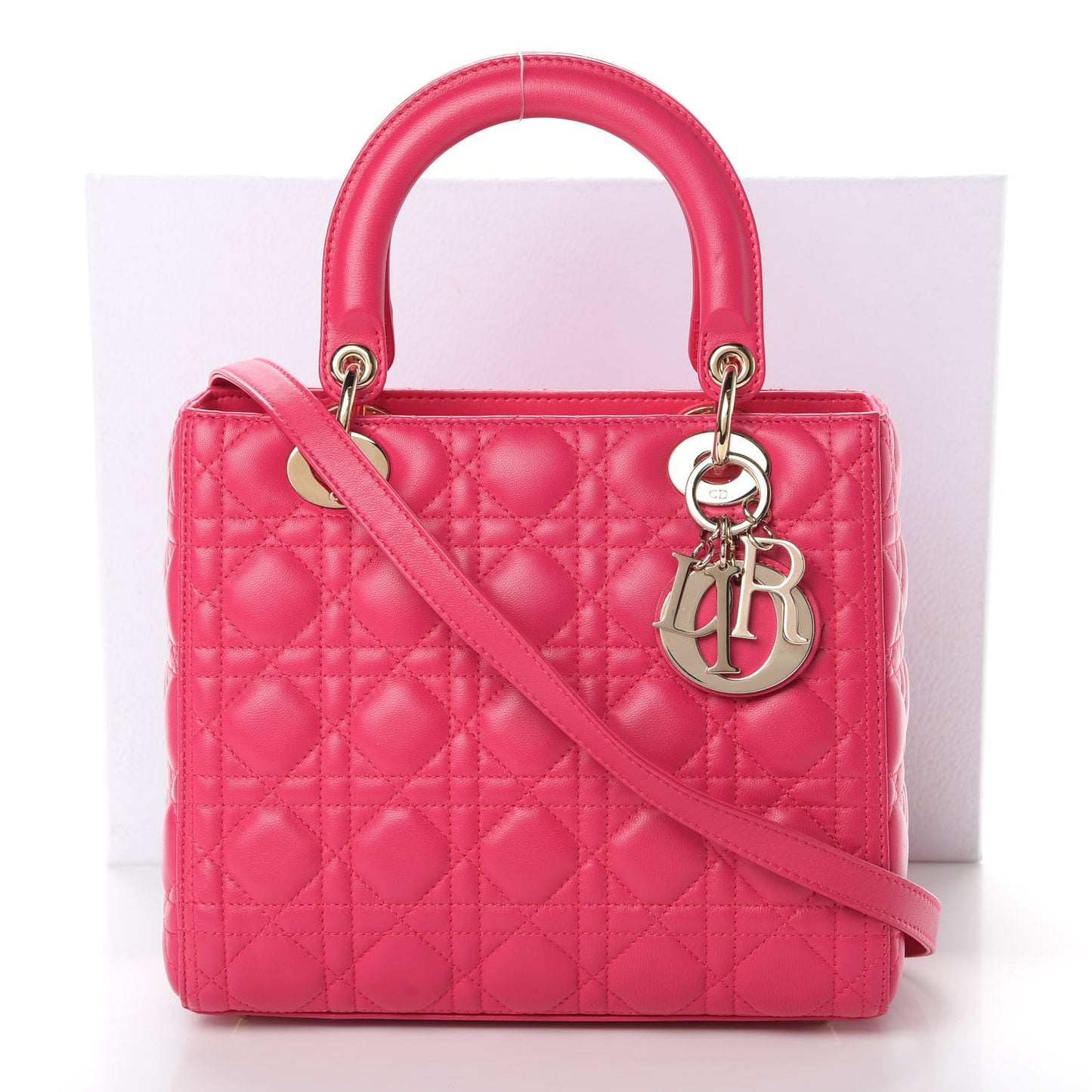 Lambskin Cannage Medium Lady Dior Pink
