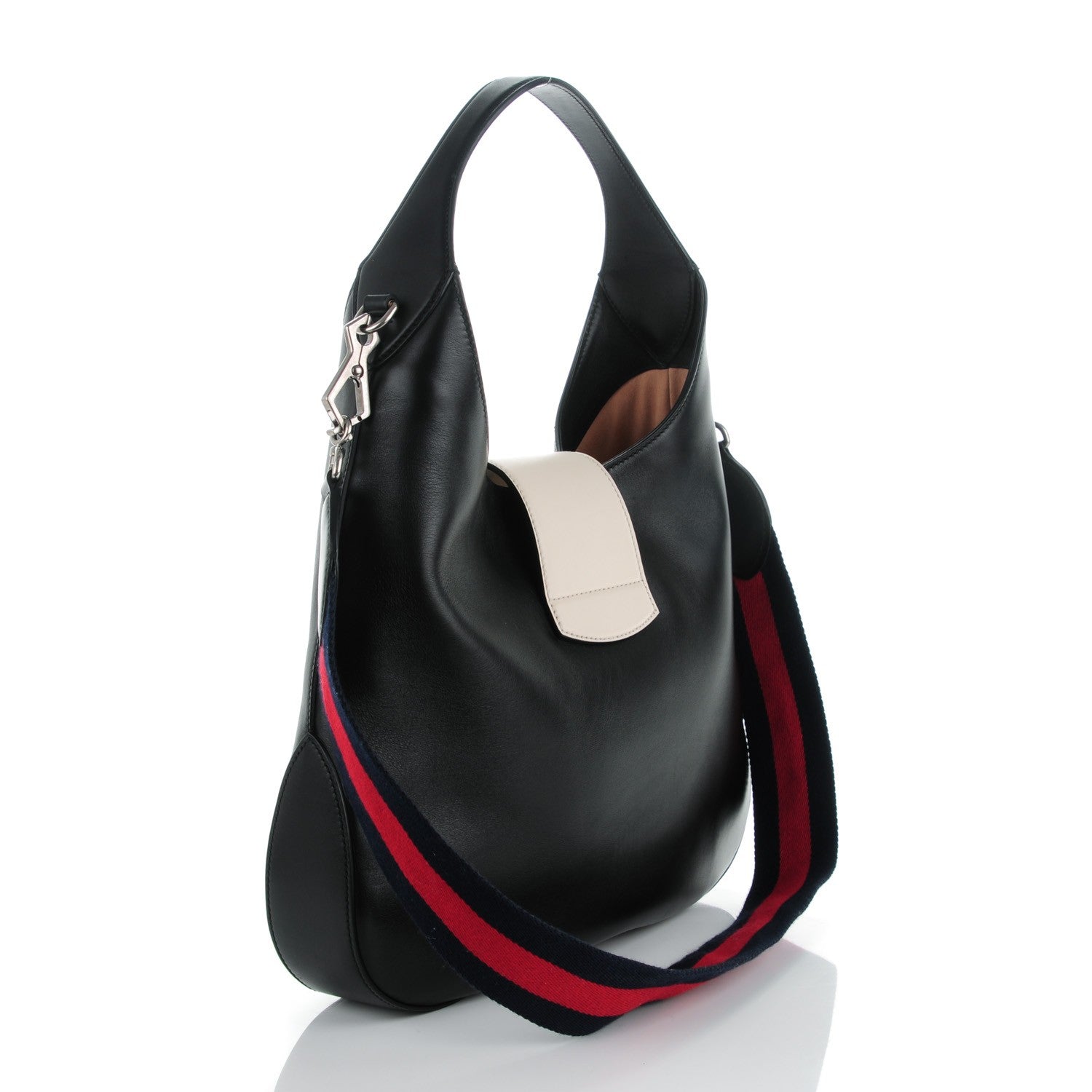 Gucci Calfskin Web Medium Dionysus Hobo Black White 3 of 7
