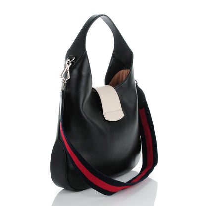 Gucci Calfskin Web Medium Dionysus Hobo Black White 3 of 7