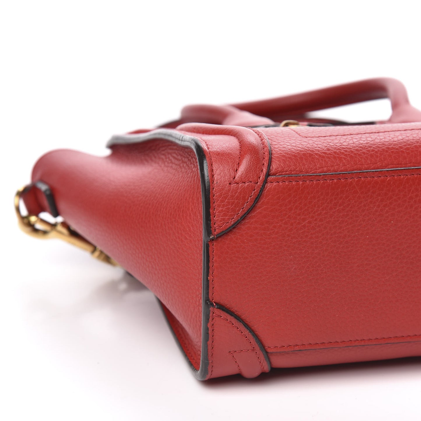 Drummed Calfskin Nano Luggage Red