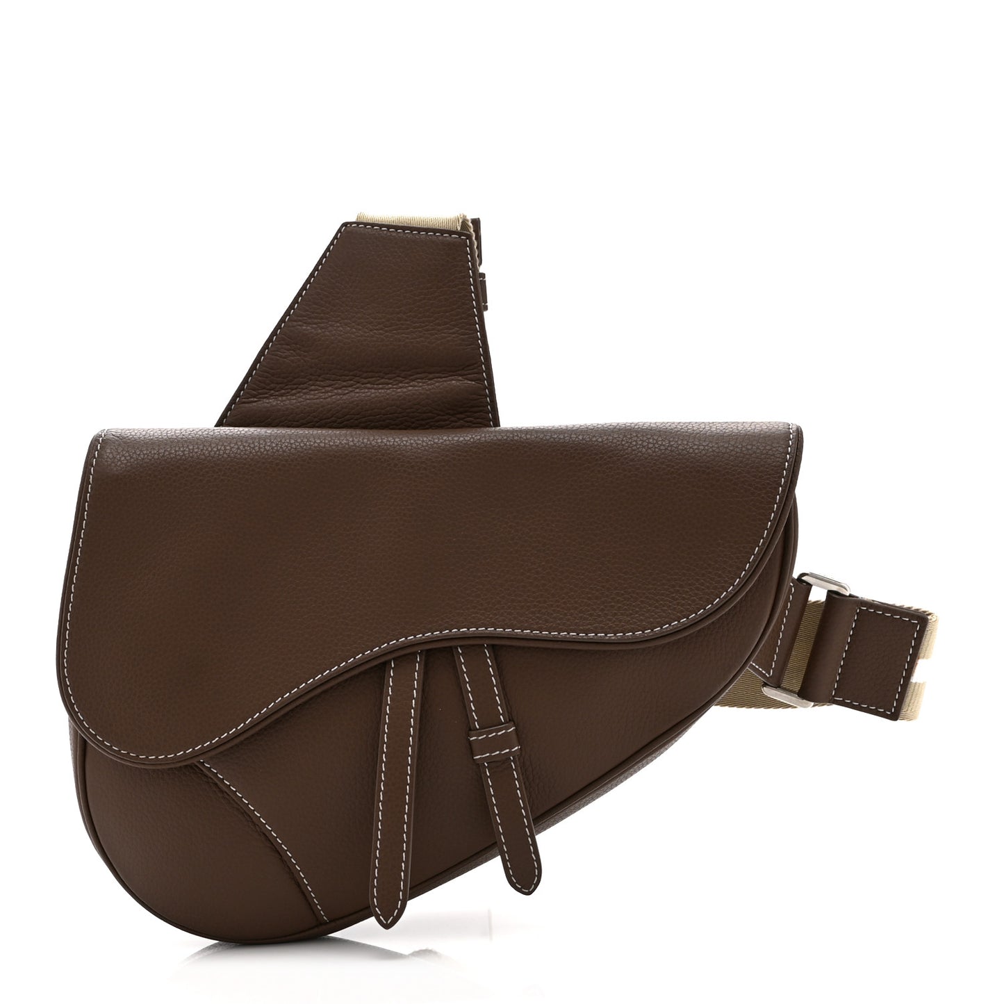 Grained Calfskin Kim Jones Saddle Bag Brown