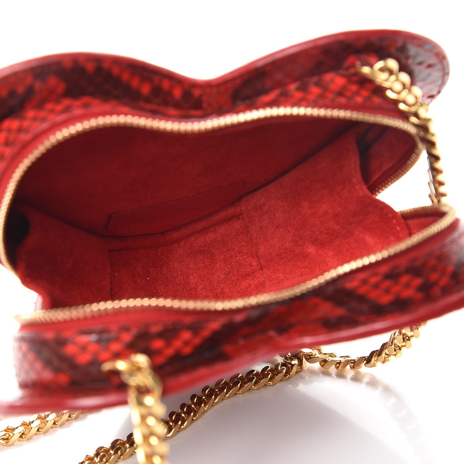 Saint Laurent Python Small Love Heart Chain Bag Red Black 5 of 7