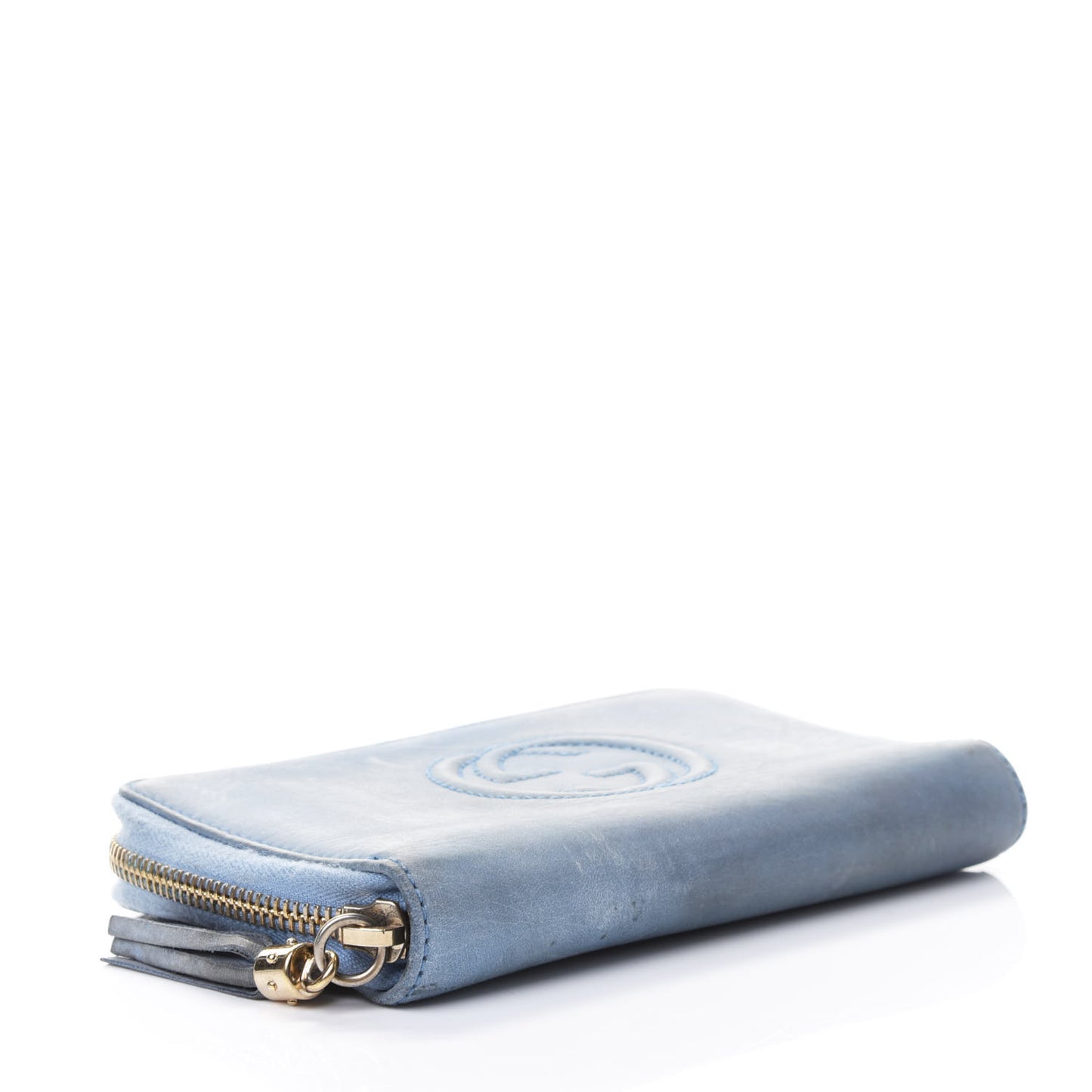 Pebbled Calfskin Medium Soho Zip Around Wallet Mineral Blue