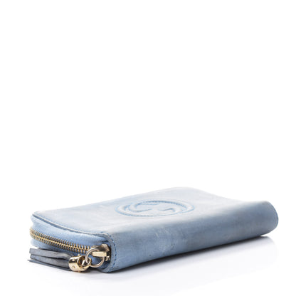 Gucci Pebbled Calfskin Medium Soho Zip Around Wallet Mineral Blue 3 of 5