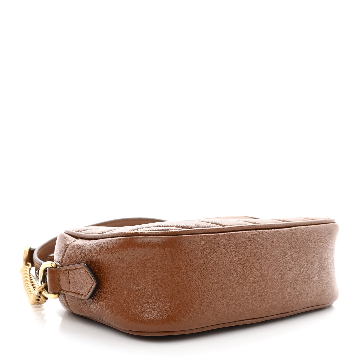 Glazed Calfskin Matelasse Diagonal Mini GG Marmont Chain Shoulder Bag Cuir