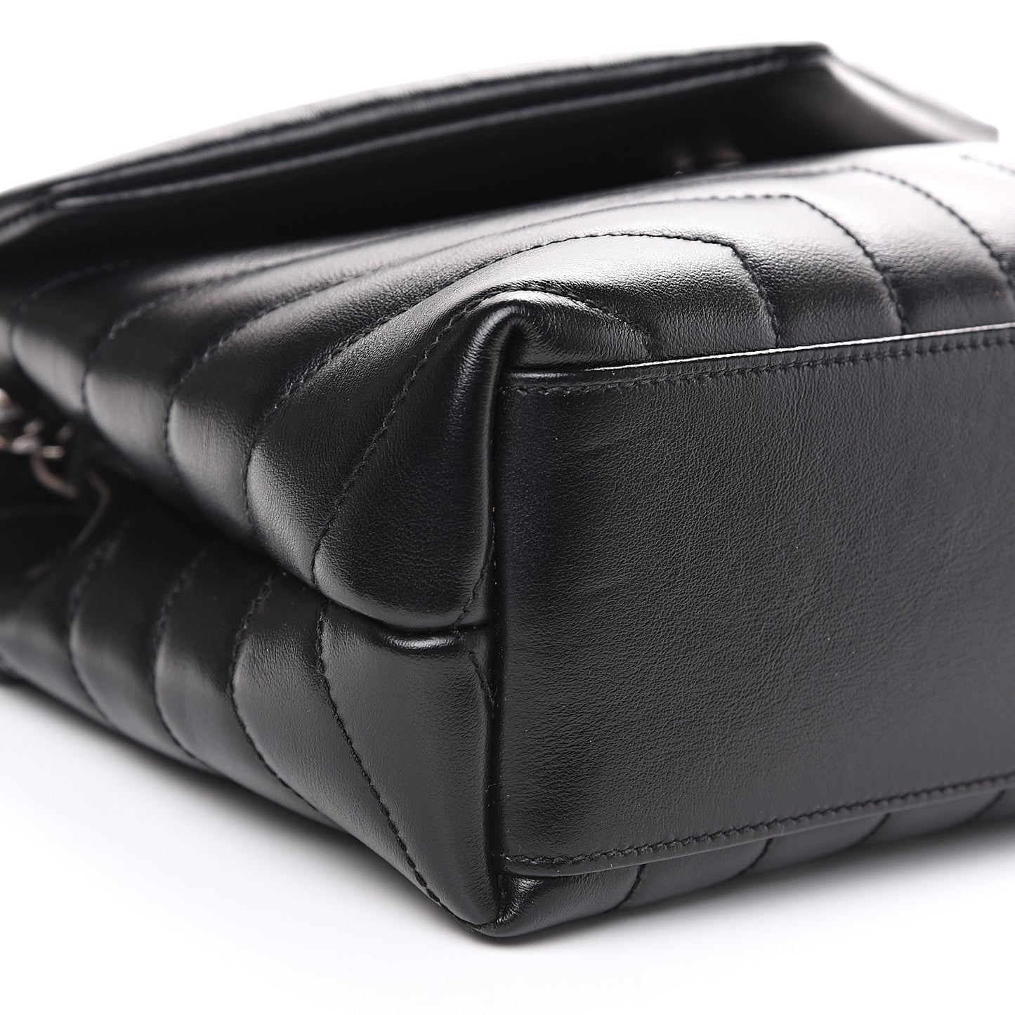 Calfskin Y Quilted Monogram Small Loulou Chain Satchel Black