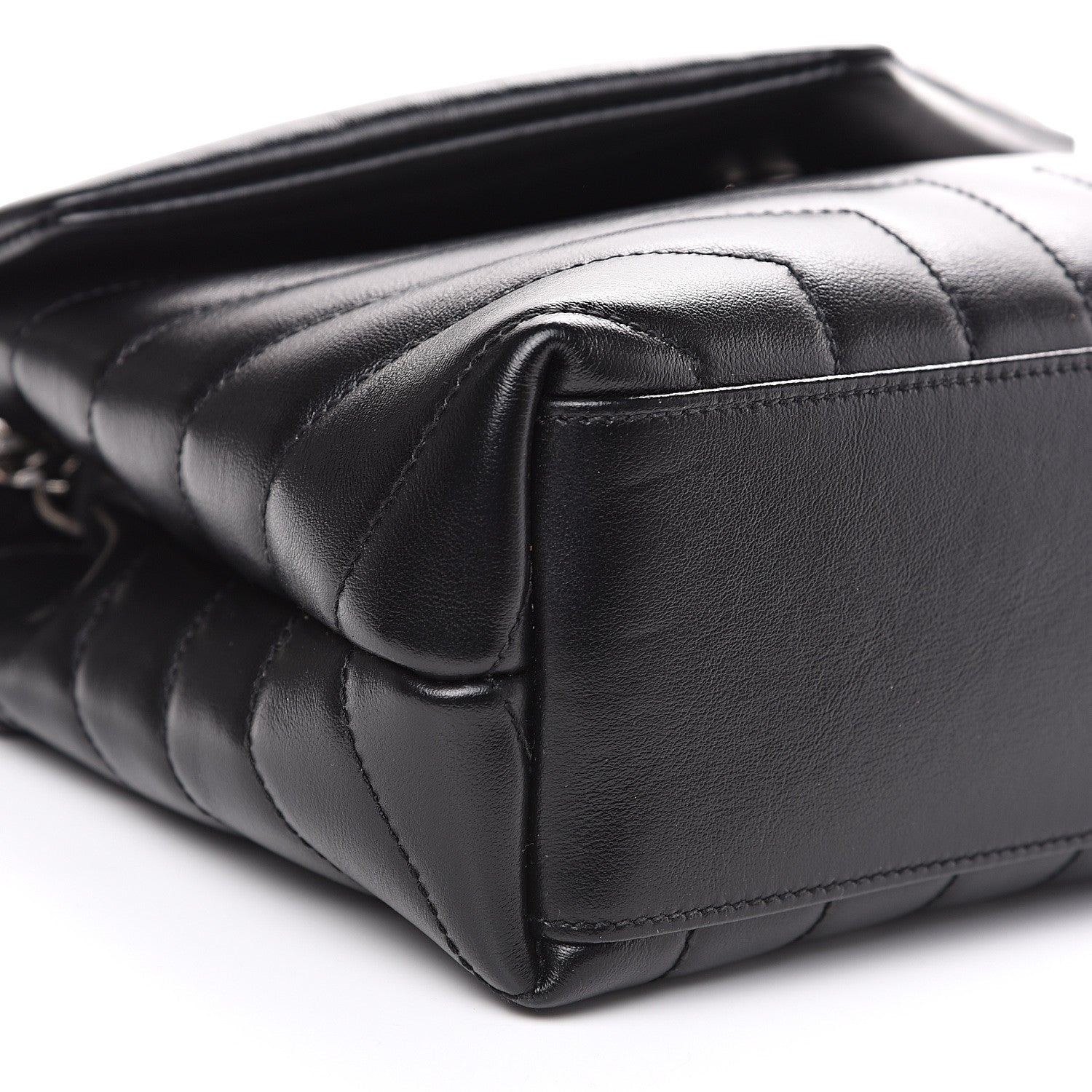 Saint Laurent Calfskin Y Quilted Monogram Small Loulou Chain Satchel Black 7 of 9