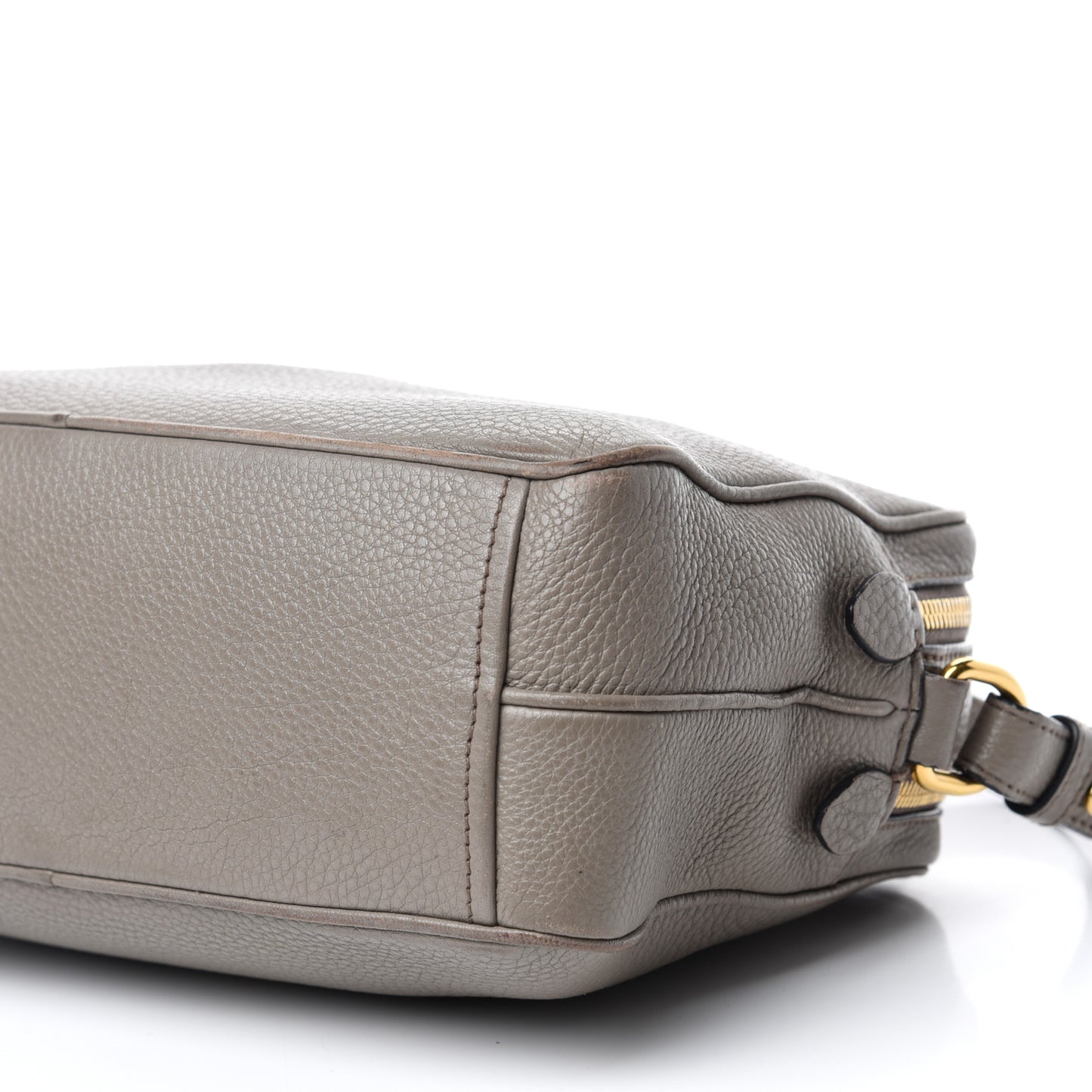 Vitello Daino Medium Double Zip Shoulder Bag Argilla