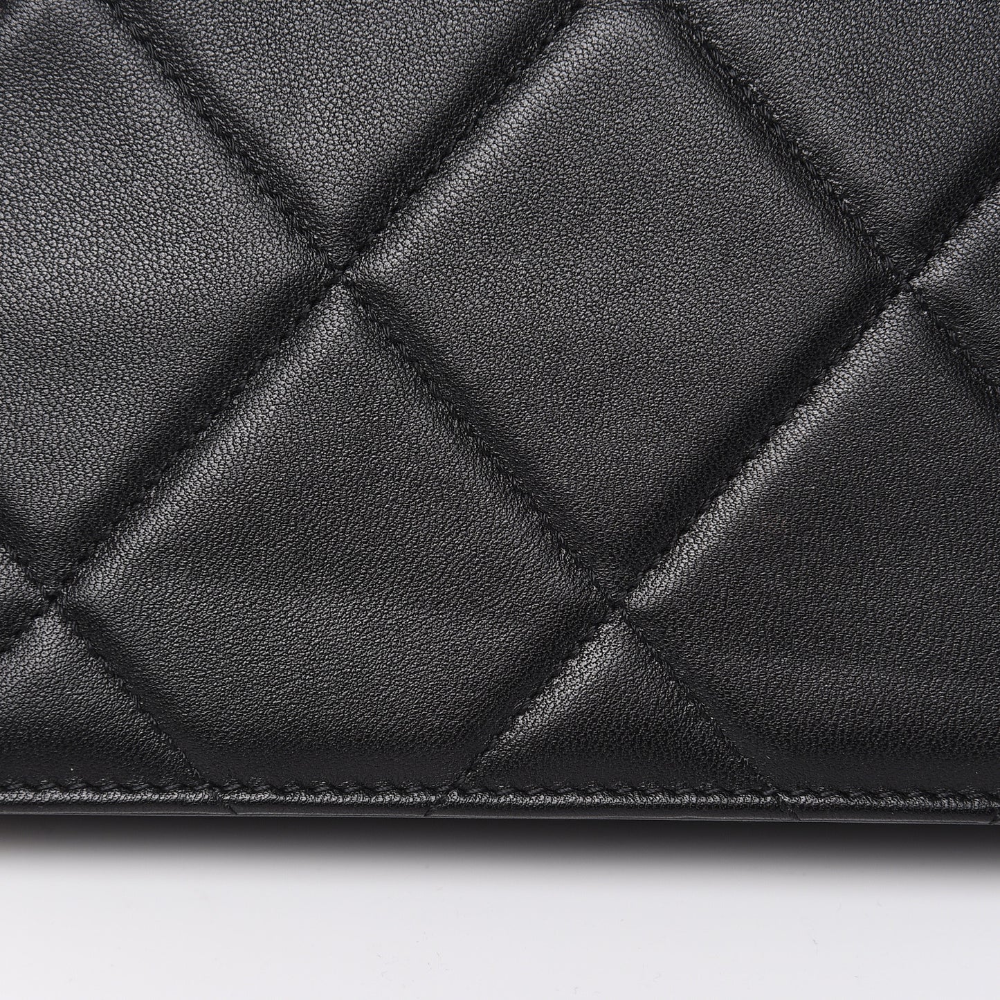 Lambskin Quilted Trendy CC Wallet On Chain WOC Black