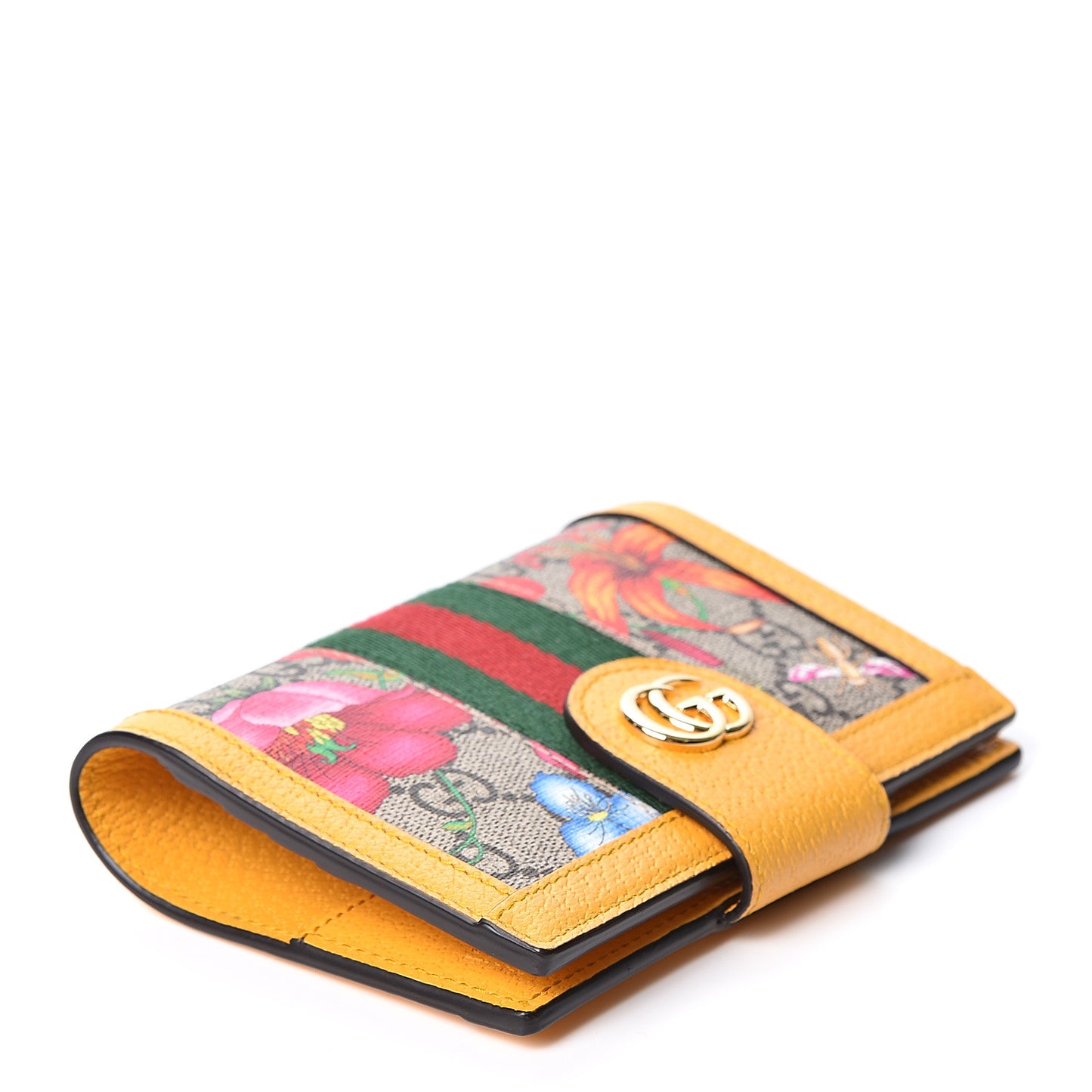 GG Supreme Monogram Flora Web Ophidia Passport Case Beige Multicolor Crop