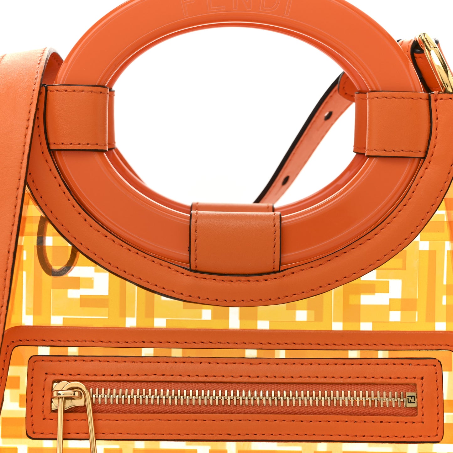 TPU FF Vitello Century Plexiglass Small Runaway Shopper Tote Aranciata