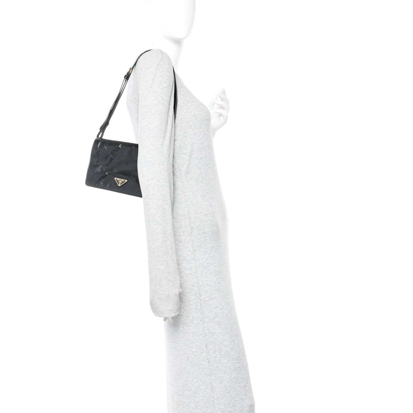 Soft Lux Calfskin Triangle Mini Shoulder Bag Black