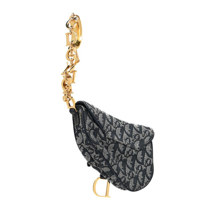 Christian Dior Monogram Mini Saddle Wristlet Navy Blue 2 of 8