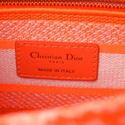 Christian Dior Canvas Toile De Jouy Reverse Embroidered Medium Lady D-Lite Fluorescent Orange 7 of 13