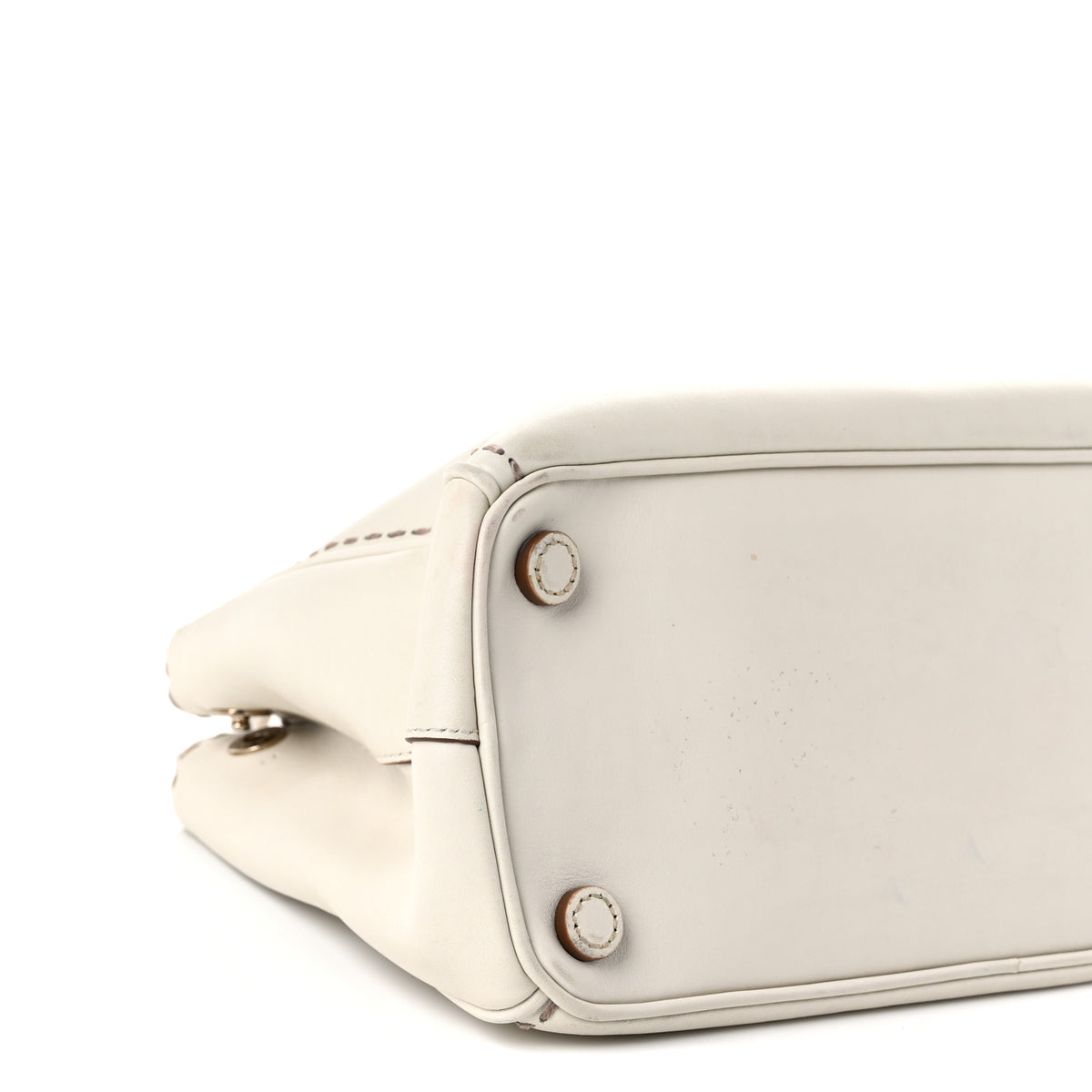 Prada City Calf Mini Hand Stitched Galleria Double Zip Tote White 9 of 12