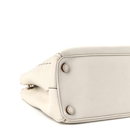 Prada City Calf Mini Hand Stitched Galleria Double Zip Tote White 9 of 12