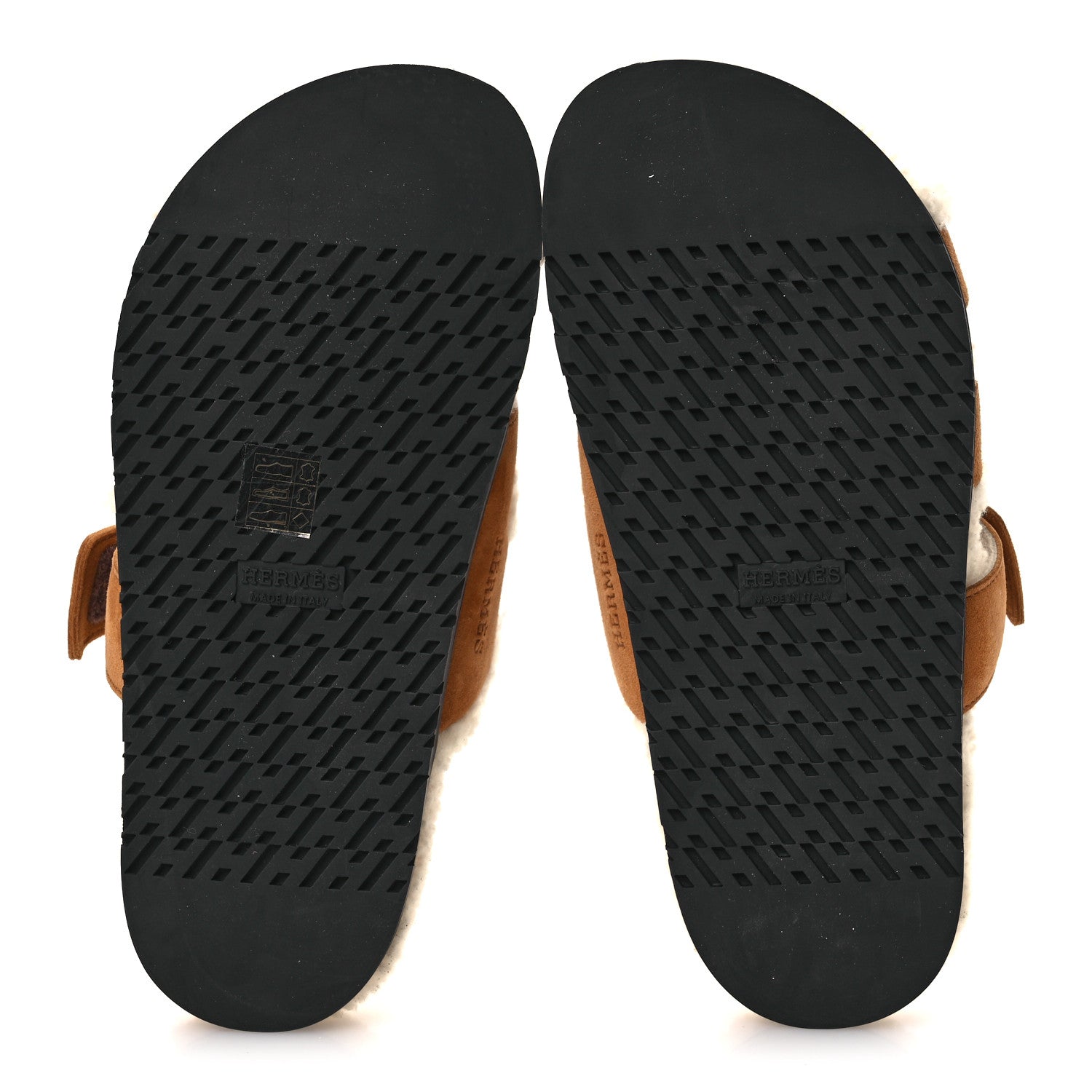 Hermes Suede Goatskin Woolskin Womens Chypre Sandals 37 Brun Fume Ecru 7 of 11