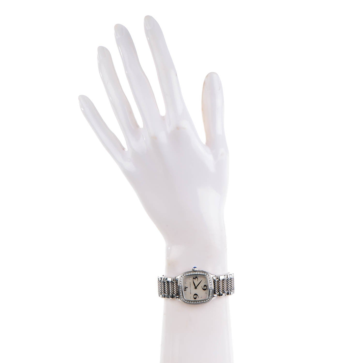 David Yurman Stainless Steel Diamond Bezel Mother of Pearl 25mm Thoroughbred Quartz Watch 3 of 8