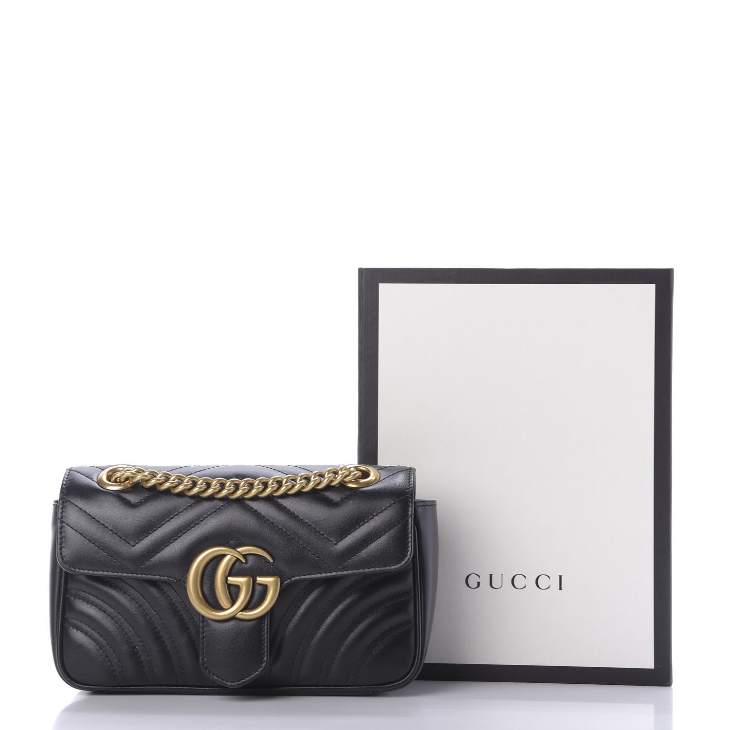 Gucci Calfskin Matelasse Mini GG Marmont Shoulder Bag Black 10 of 10