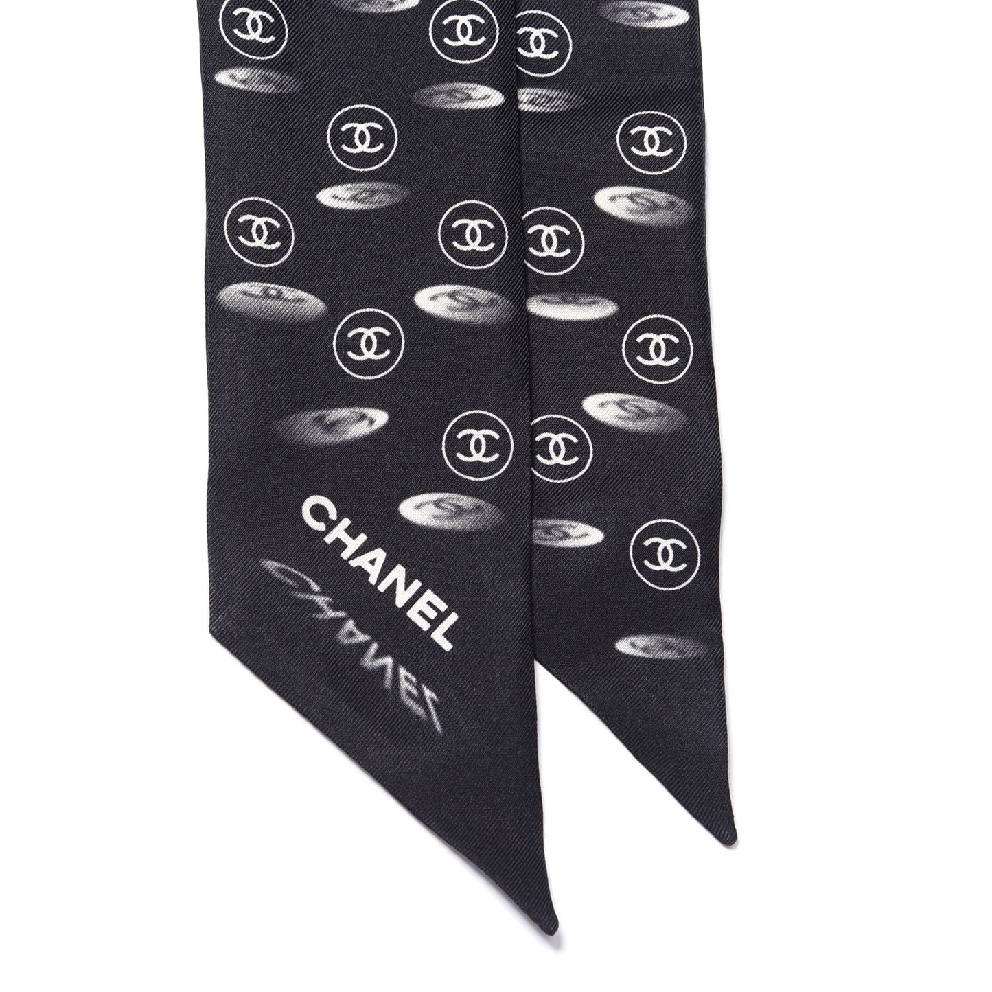 Silk CC Slim Bandeau Scarf Black