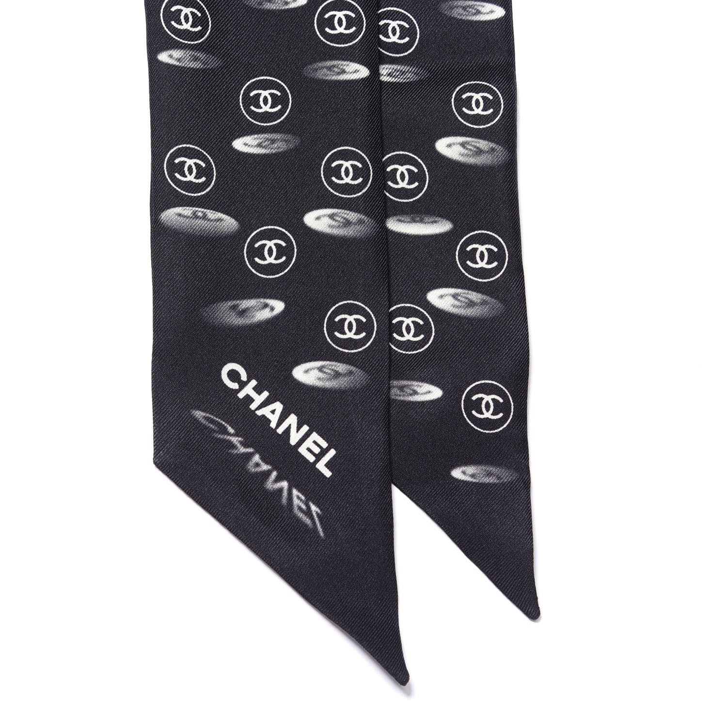 Chanel Silk CC Slim Bandeau Scarf Black 2 of 3