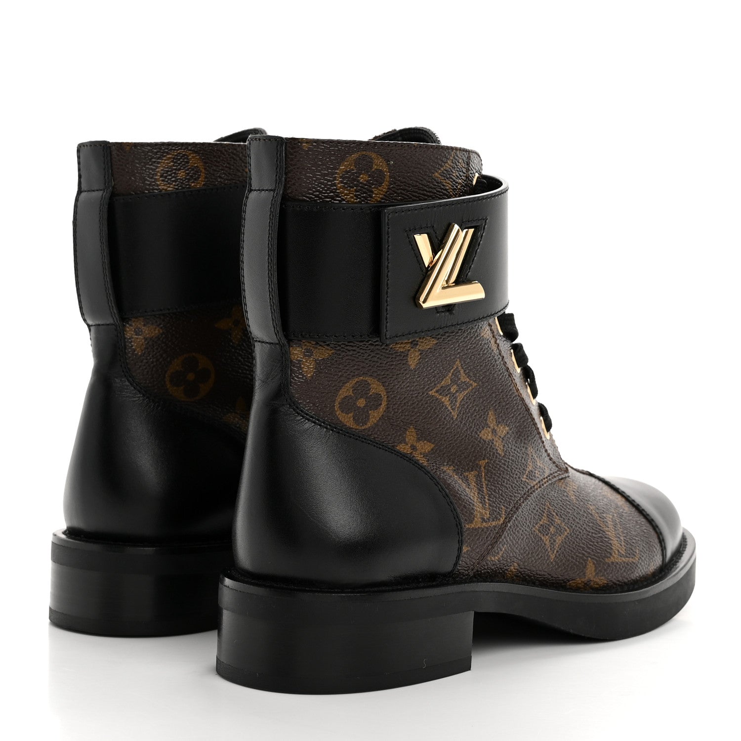 Louis Vuitton Calfskin Monogram Wonderland Flat Ranger Boots 37.5 Black 5 of 13