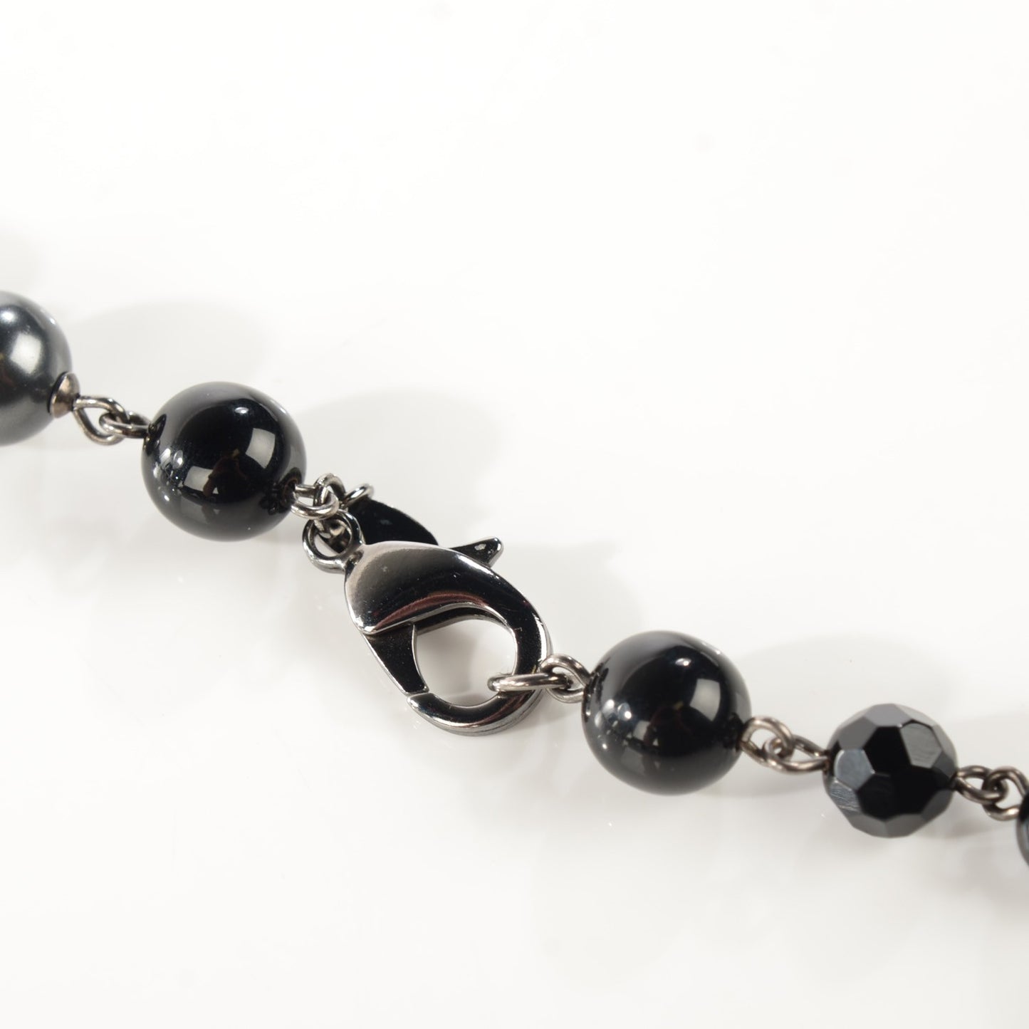Ruthenium Beaded CC Long Necklace Black
