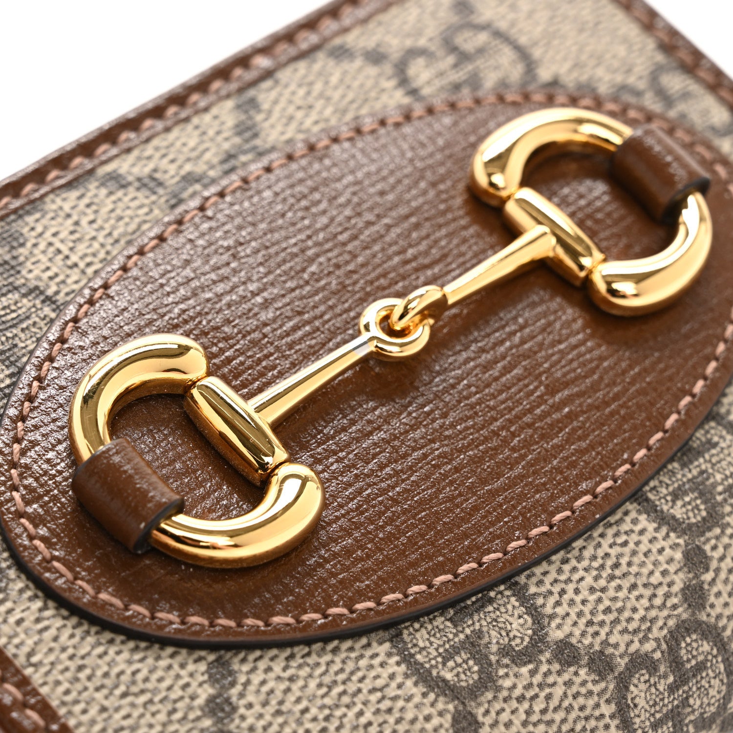Gucci GG Supreme Monogram Horsebit 1955 Card Case Wallet Beige Ebony Brown Sugar 8 of 9