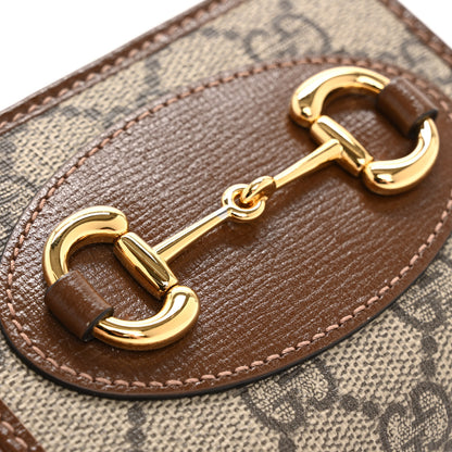 Gucci GG Supreme Monogram Horsebit 1955 Card Case Wallet Beige Ebony Brown Sugar 8 of 9