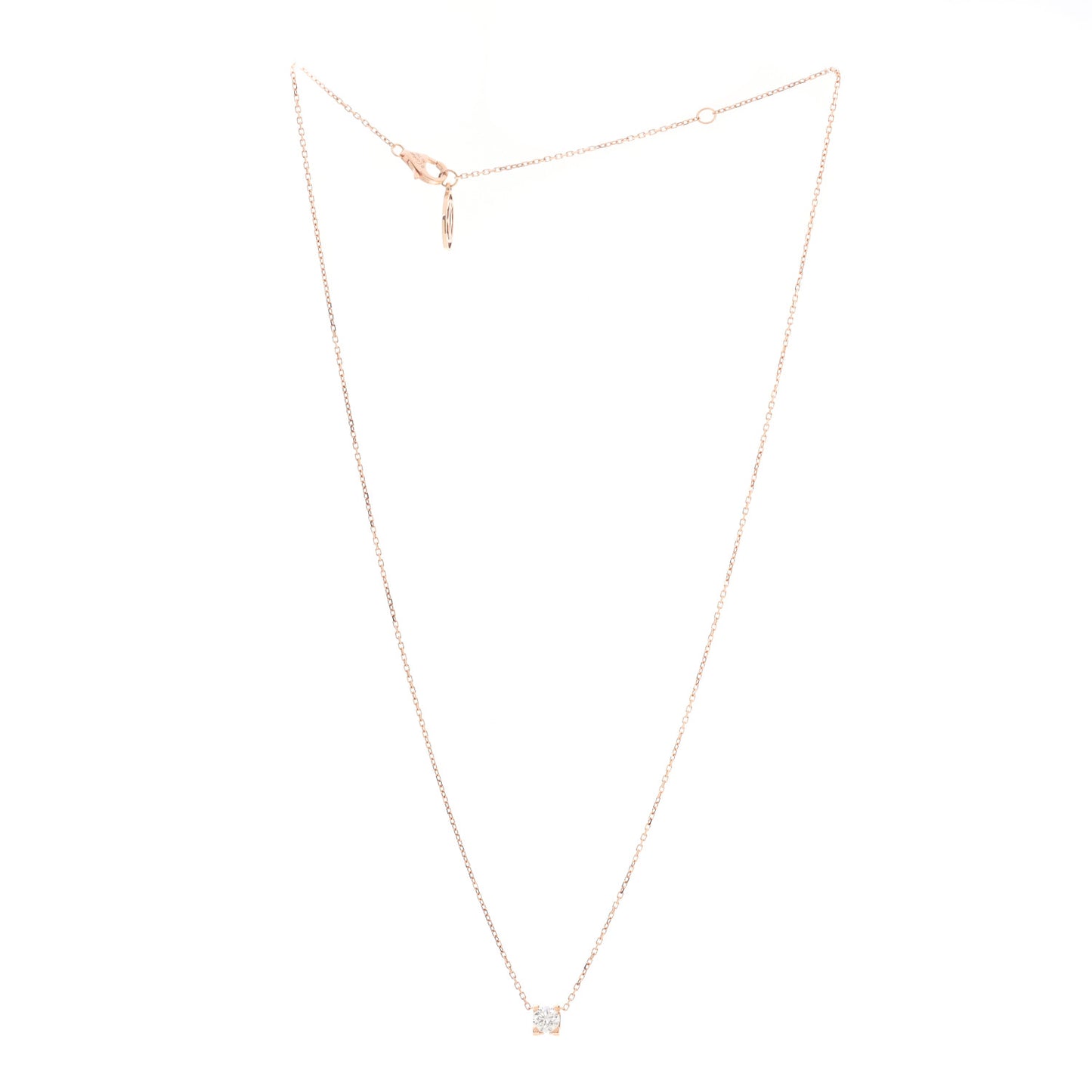 18K Pink Gold Diamond .33ct C De Cartier Pendant Necklace