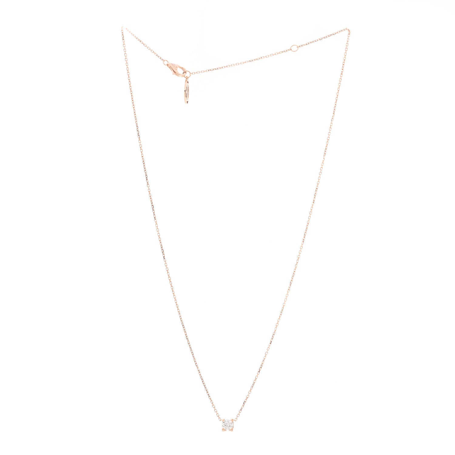 Cartier 18K Pink Gold Diamond .33ct C De Cartier Pendant Necklace 3 of 6