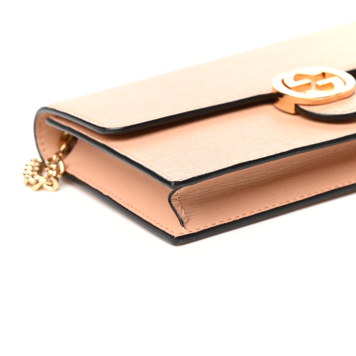 Gucci Textured Calfskin Icon Chain Wallet Pink Apricot 7 of 8