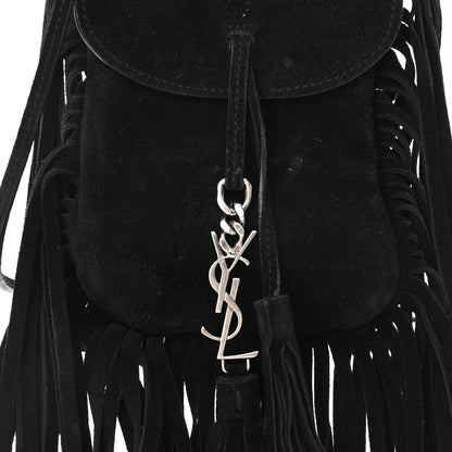 Saint Laurent Suede Fringe Toy Monogram Anita Crossbody Bag Black 8 of 11